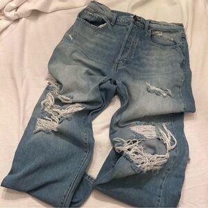 Cello Highly Distressed Blue Jeans 13/31 Frayed 5 Button Fly Crotch Solid